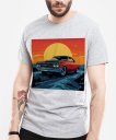 Чоловіча футболка Класичний автомобіль на заході сонця