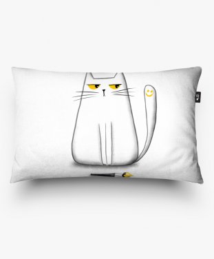 Подушка прямокутна Білий кіт-художник