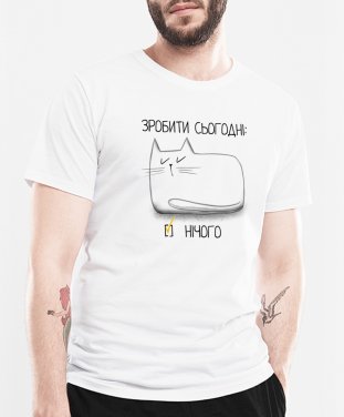 Чоловіча футболка Білий кіт з написом