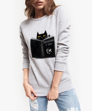 Жіночий світшот Чорний кіт з чорною книжкою