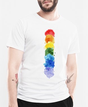 Чоловіча футболка Веселка з акварельних плям / Rainbow of watercolor stains