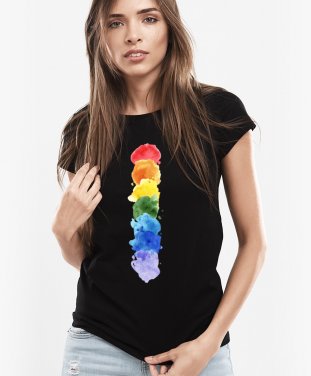 Жіноча футболка Веселка з акварельних плям / Rainbow of watercolor stains