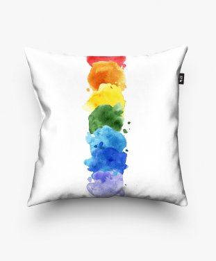 Подушка квадратна Веселка з акварельних плям / Rainbow of watercolor stains