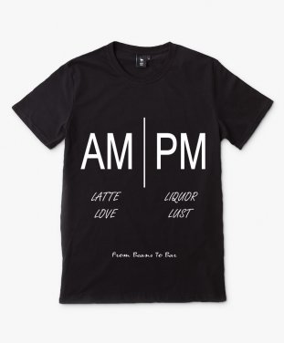 Чоловіча футболка До полудня Кава після полудня Спиртне AM Coffee PM Liquor