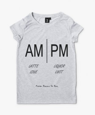 Жіноча футболка До полудня Кава після полудня Спиртне AM Coffee PM Liquor